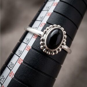 Vintage-Style Black Onyx Oval Ring